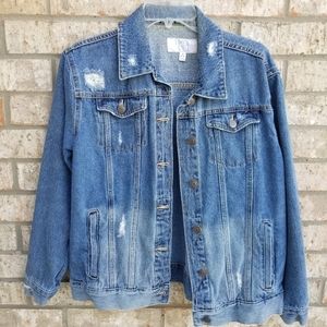 Distressed Blue Jean Jacket (Medium 8-10)